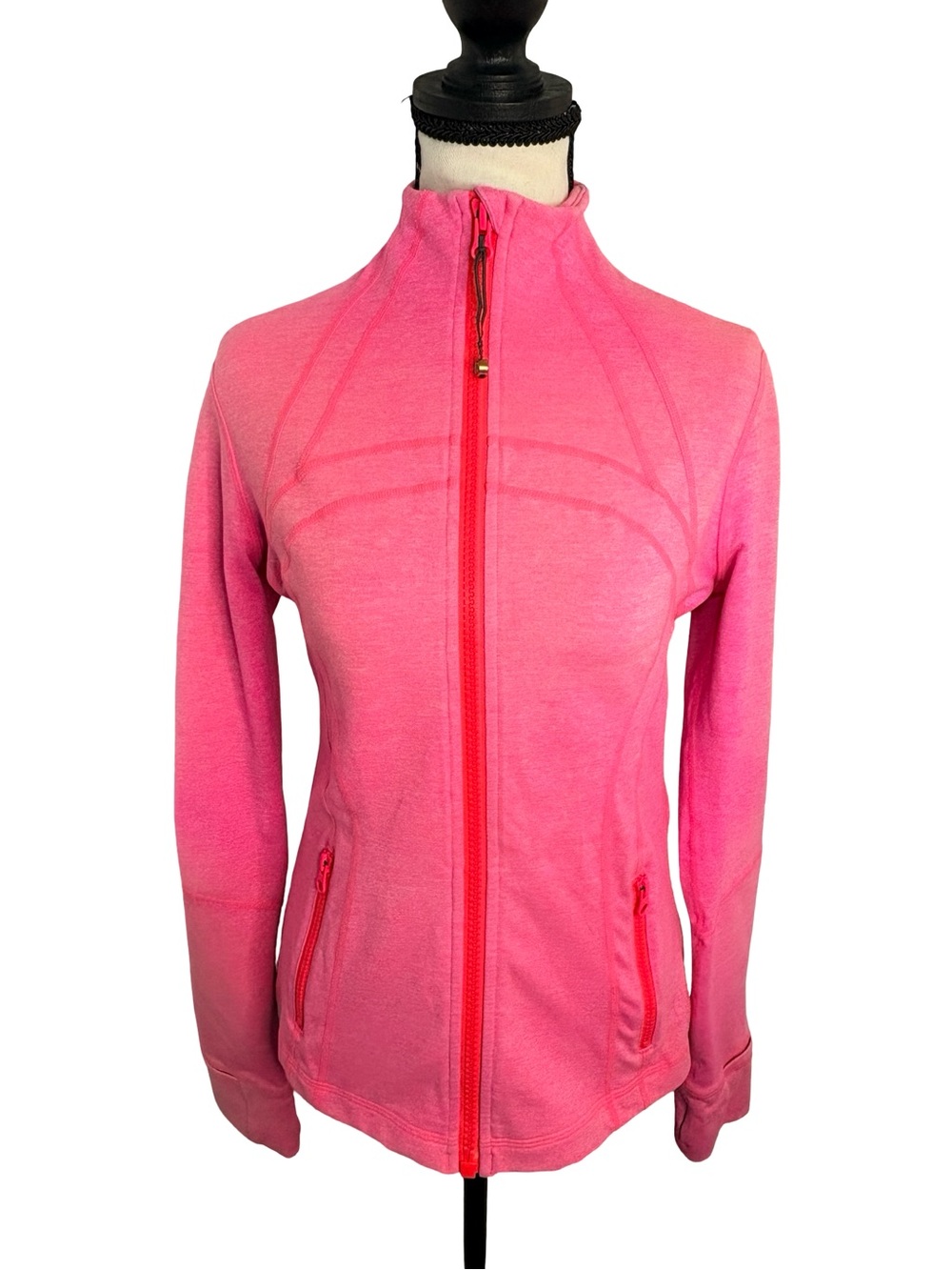 Lululemon Define Jacket Size 8 Heathered Pink Luon Full Zip Thumbholes EUC